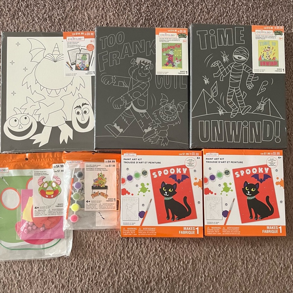 NWT creatology Halloween kids craft art painting kits canvases